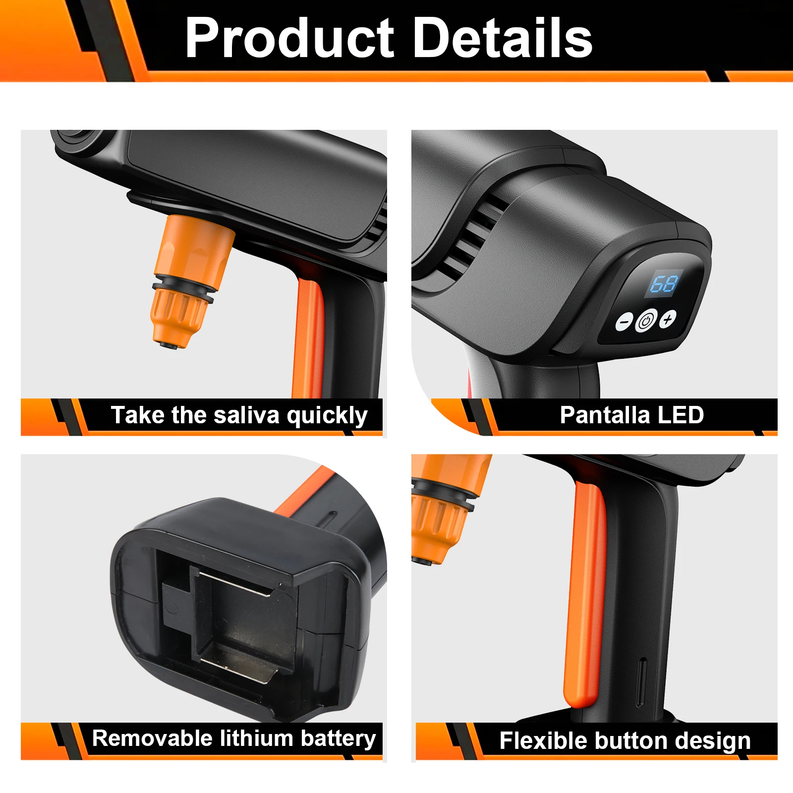 High Pressure Washer, Foam Sprayer, 6-in-1 Multifunctional Nozzle and 180° Rotating Nozzle for Cleaning and Watering