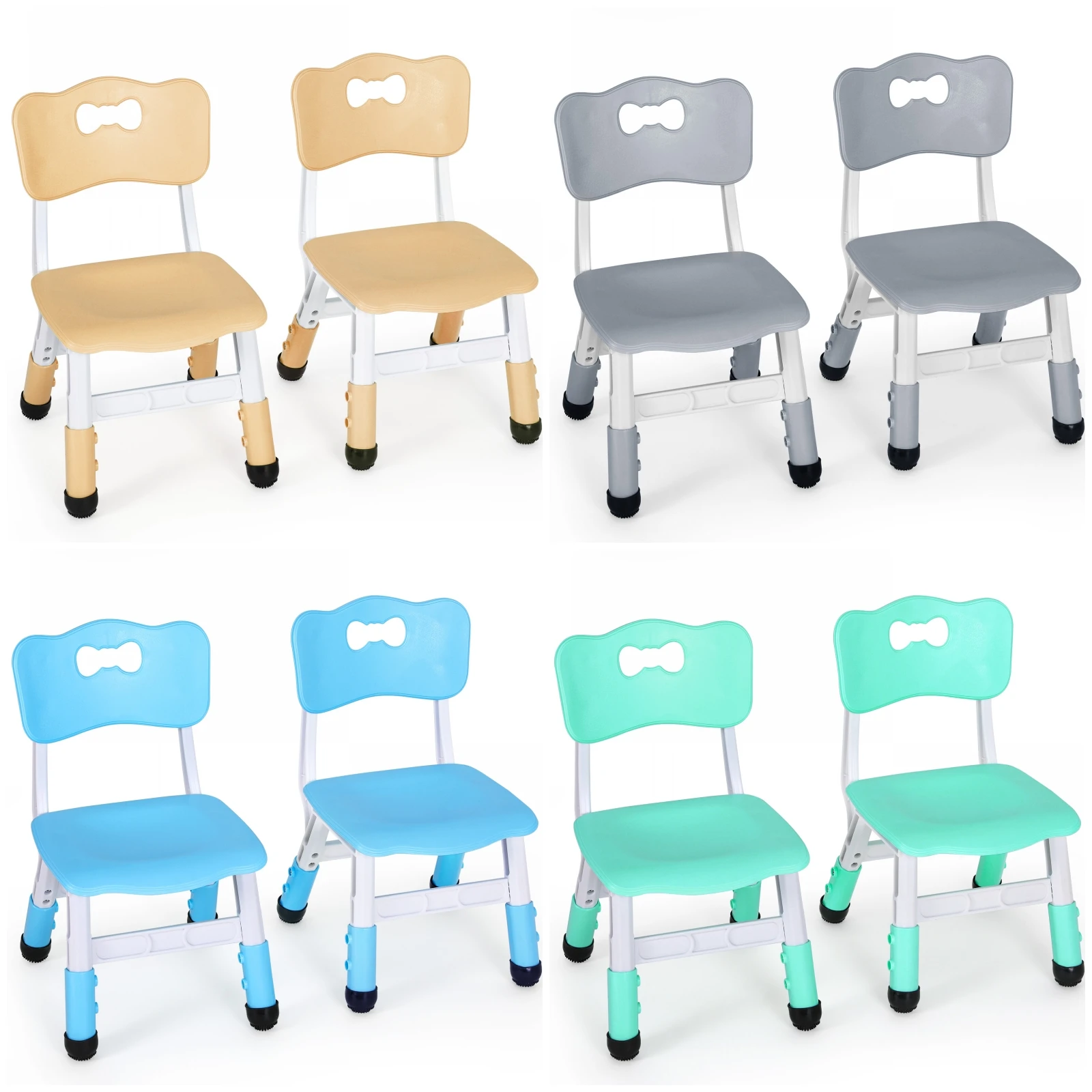 2Pcs Stackable School Chairs Kids Chairs Toddler Chair Height Adjustable Stools Ottomans