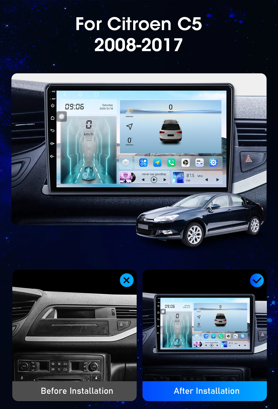 Srnubi 2 Din Car Radio For Citroen C5 2008-2017 Multimedia Player Carplay Android auto Stereo Autoradio GPS Navegador Head Unit