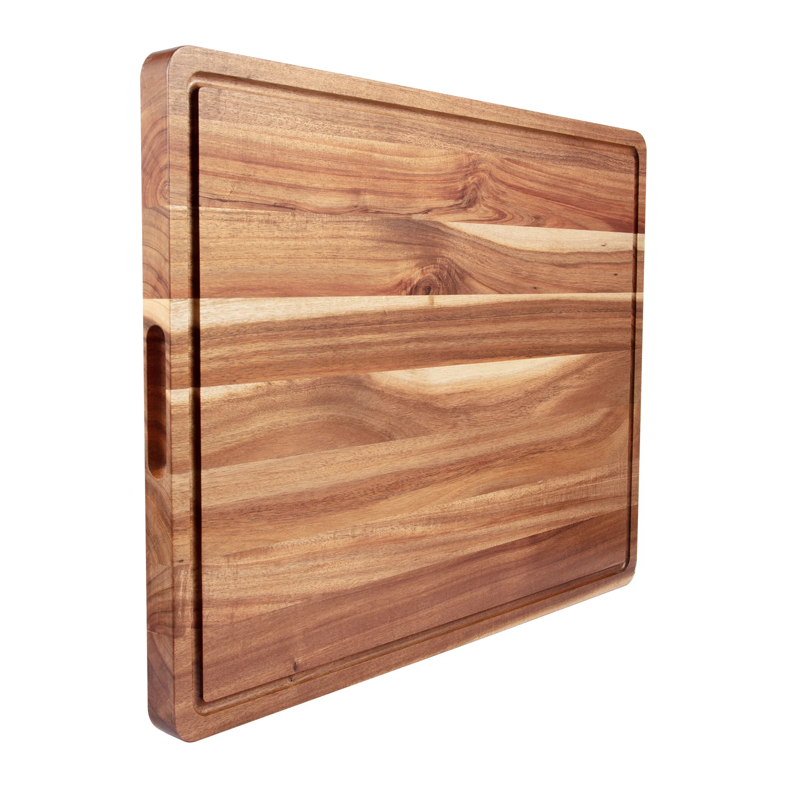 Acacia Large Wood Cutting Board 1.5 Inches Thick Butcher Block Cheese Charcuterie Board with Side Handles and Juice Grooves