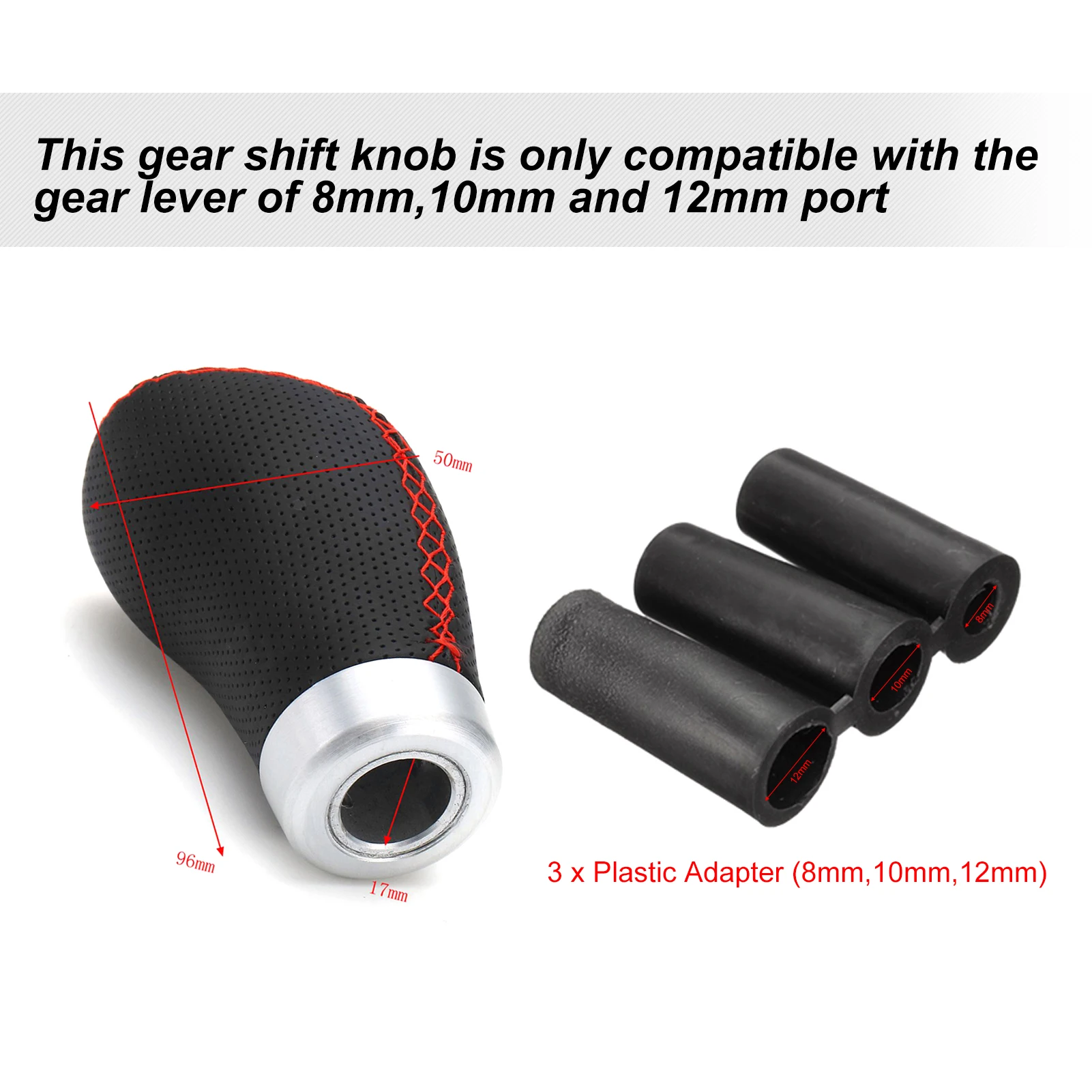 5 6 Speed Car Manual Gear Shift Knob Replacement for 8mm 10mm 12mm Port Gear Lever