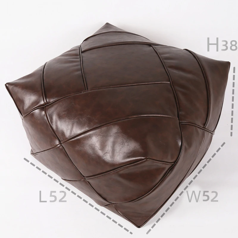 Upgraded Moroccan PU Leather Seat Pier Cushion Cover Floor Tatami Square Futon Lazy Sofa Stool Footstool Folk Decor Chair Cover