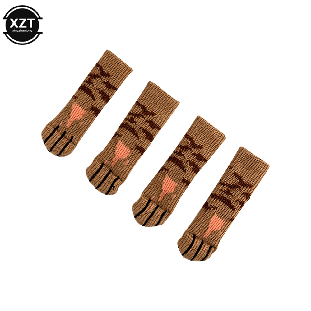 4Pcs/lot Table And Chair Foot Pad Foot Cover Protective Cover Cat Claw Knitted Socks Mute Wear-resistant Non-slip Mat Home Mat