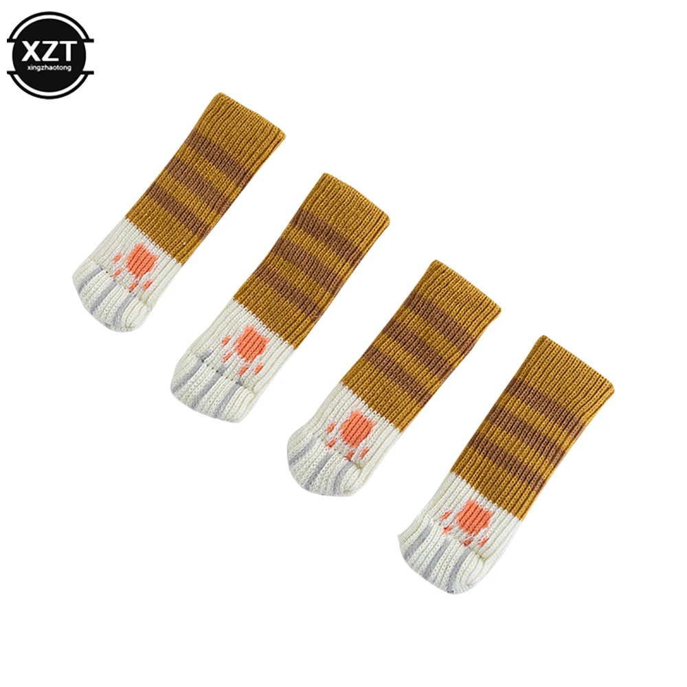 4Pcs/lot Table And Chair Foot Pad Foot Cover Protective Cover Cat Claw Knitted Socks Mute Wear-resistant Non-slip Mat Home Mat