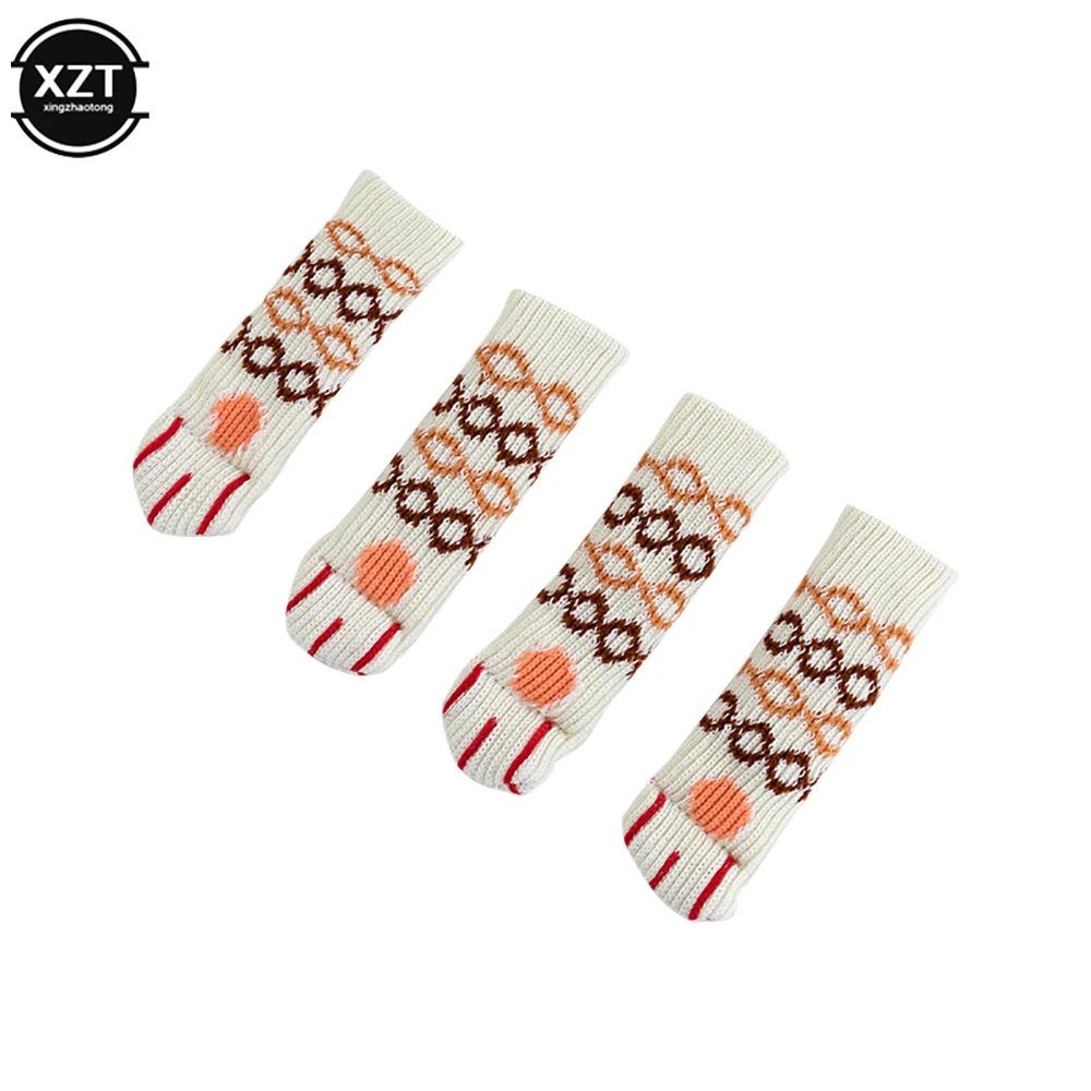 4Pcs/lot Table And Chair Foot Pad Foot Cover Protective Cover Cat Claw Knitted Socks Mute Wear-resistant Non-slip Mat Home Mat