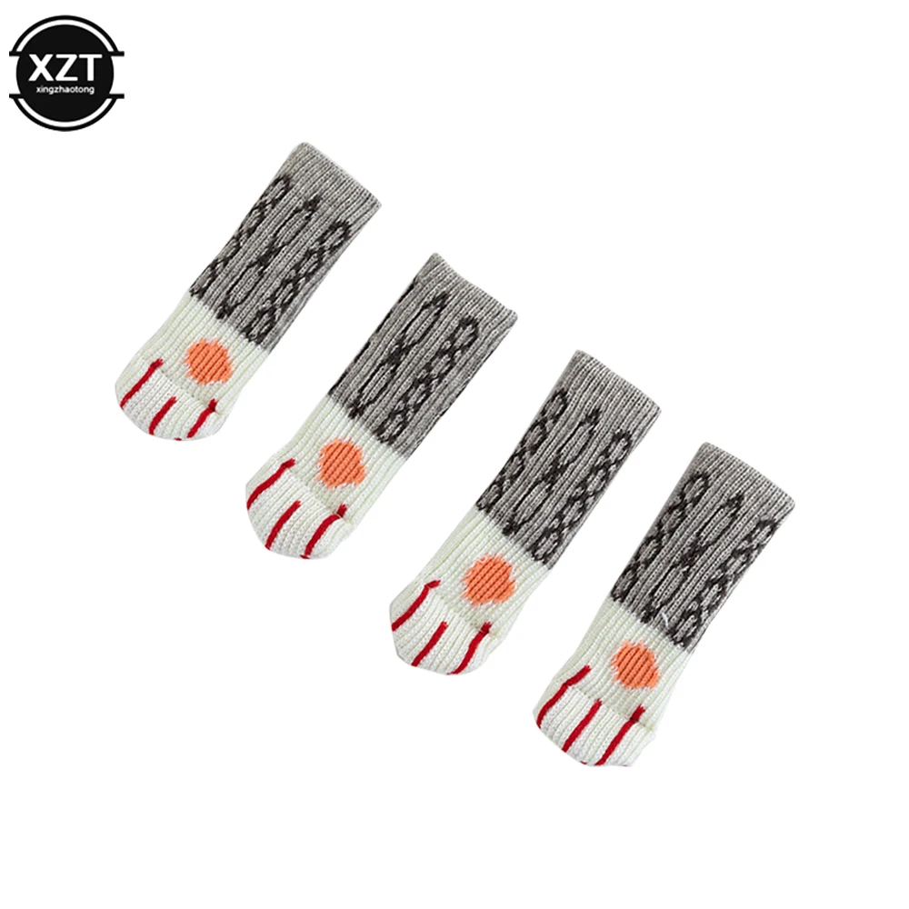 4Pcs/lot Table And Chair Foot Pad Foot Cover Protective Cover Cat Claw Knitted Socks Mute Wear-resistant Non-slip Mat Home Mat