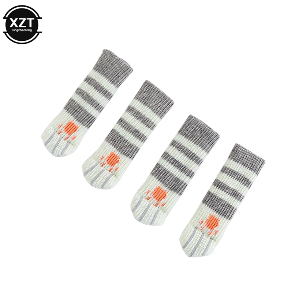 4Pcs/lot Table And Chair Foot Pad Foot Cover Protective Cover Cat Claw Knitted Socks Mute Wear-resistant Non-slip Mat Home Mat
