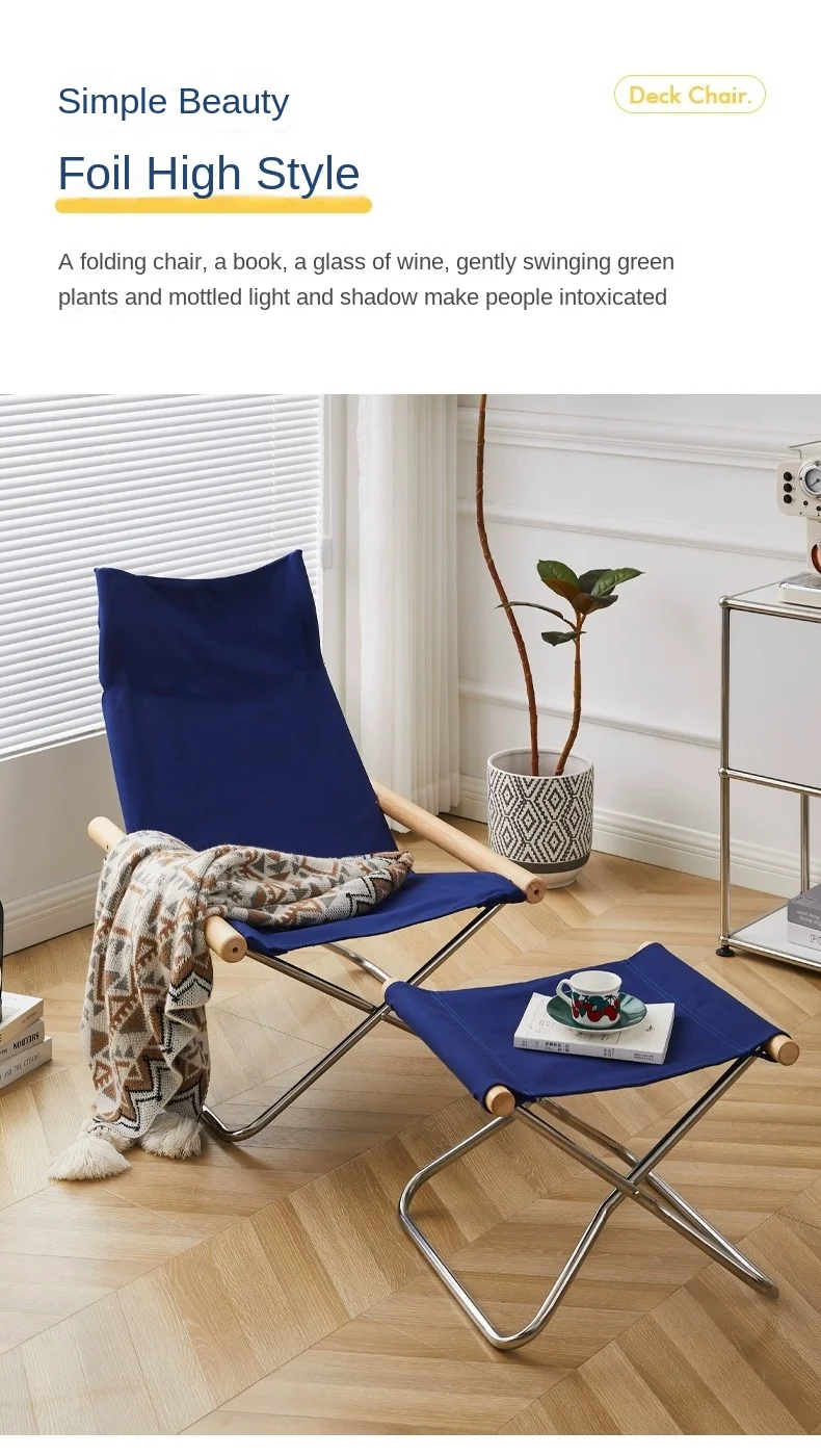 Japanese Simple Canvas Sofa Chaise Longue Japanese Balcony Household Lazy Outdoor Leisure Beach Chair Folding Chair