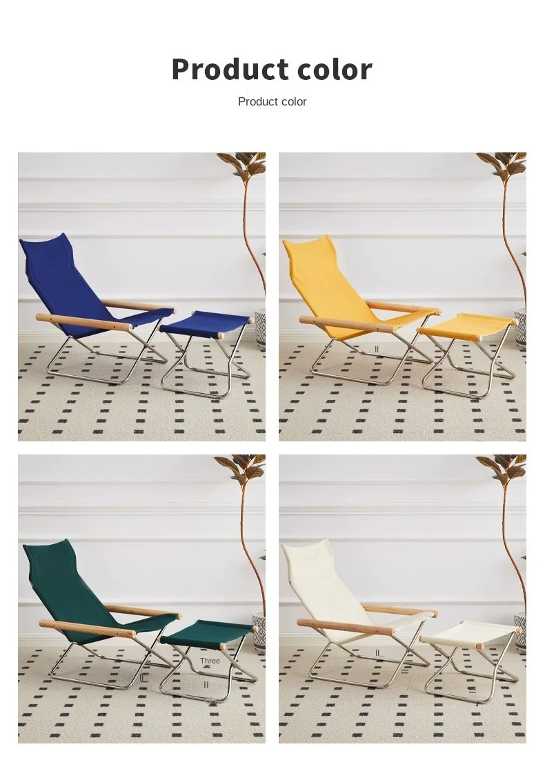 Japanese Simple Canvas Sofa Chaise Longue Japanese Balcony Household Lazy Outdoor Leisure Beach Chair Folding Chair