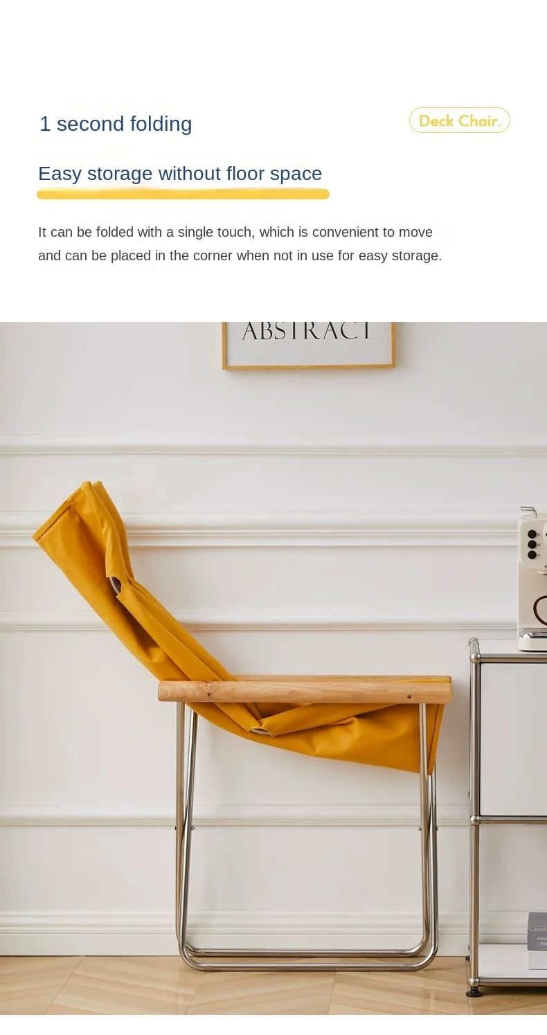 Japanese Simple Canvas Sofa Chaise Longue Japanese Balcony Household Lazy Outdoor Leisure Beach Chair Folding Chair