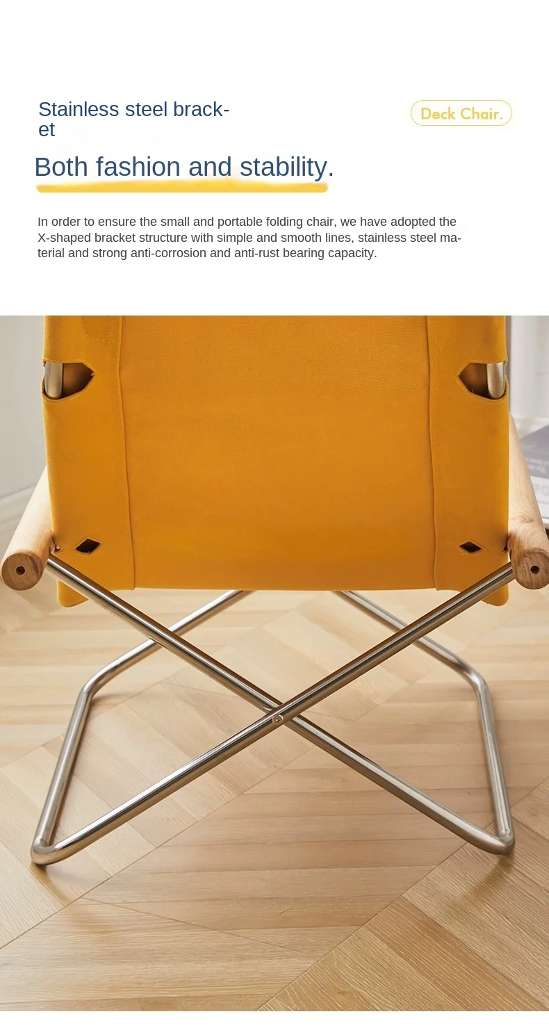 Japanese Simple Canvas Sofa Chaise Longue Japanese Balcony Household Lazy Outdoor Leisure Beach Chair Folding Chair