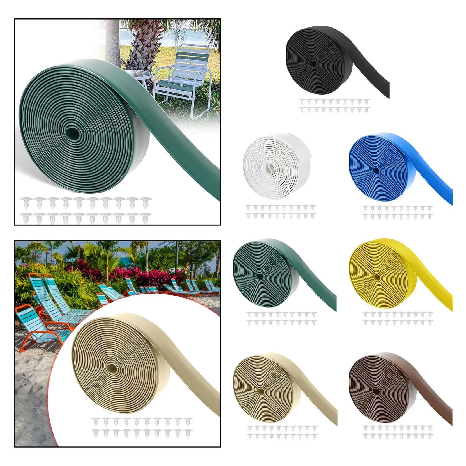 Vinyl Straps for Patio Chairs Repair Multifunctional with 20 Rivets Replacement Straps for Garden Patio Chairs Furniture Outdoor