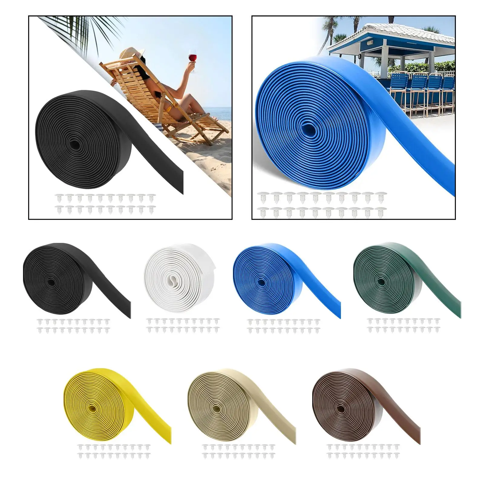Vinyl Straps for Patio Chairs Repair Multifunctional with 20 Rivets Replacement Straps for Garden Patio Chairs Furniture Outdoor