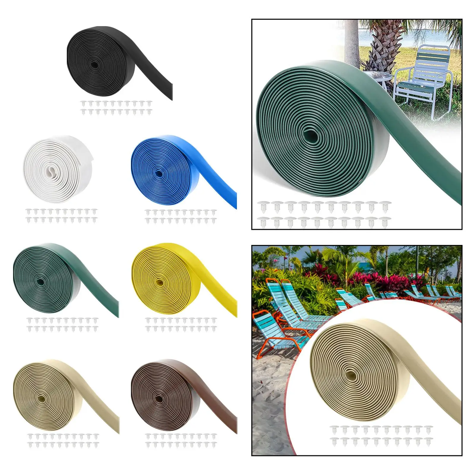 Vinyl Straps for Patio Chairs Repair Multifunctional with 20 Rivets Replacement Straps for Garden Patio Chairs Furniture Outdoor