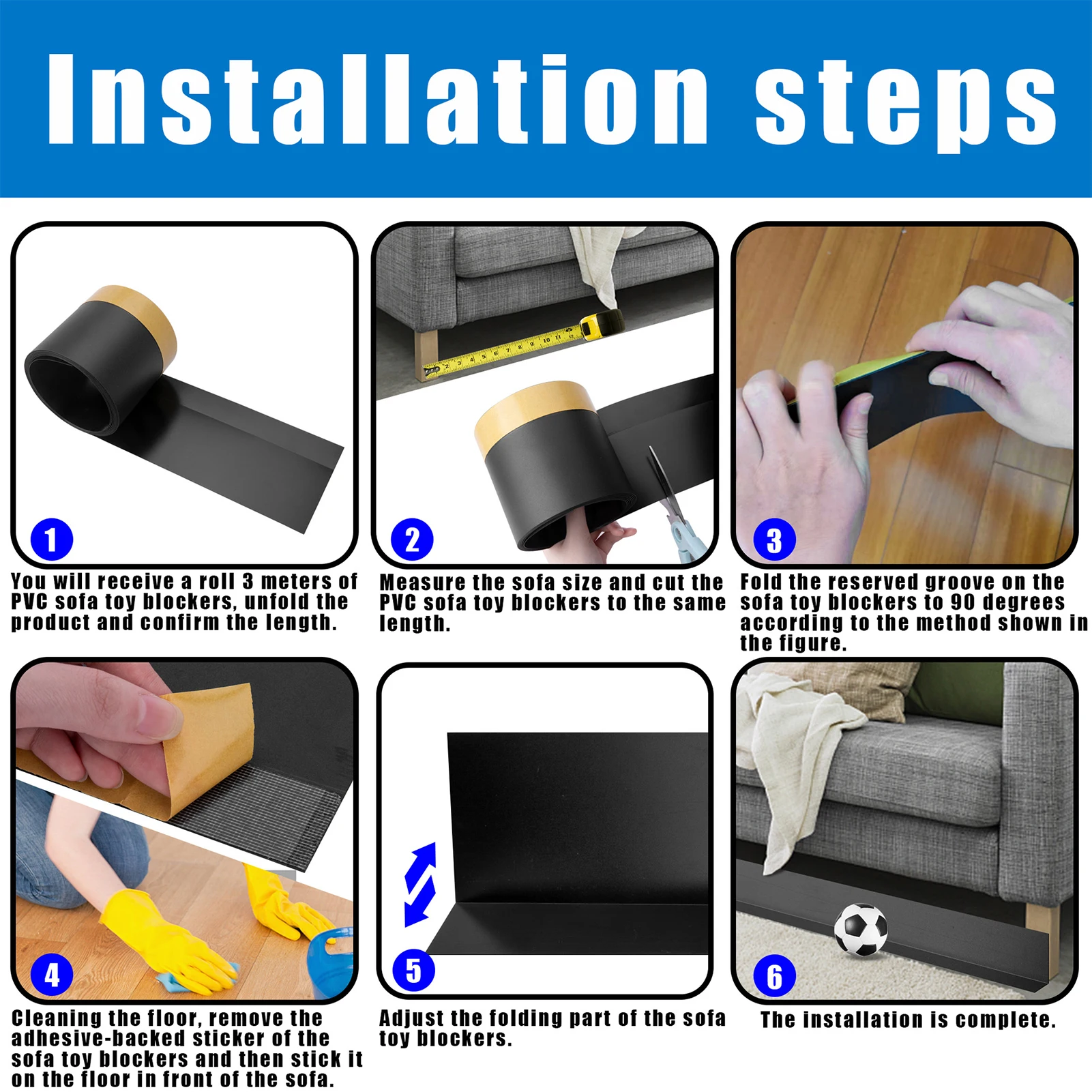 1Pcs/lot New Style Bed Bottom Toy Barrier Tape Toy Blocker for Under Couch Insert Under Couch Seat Saver