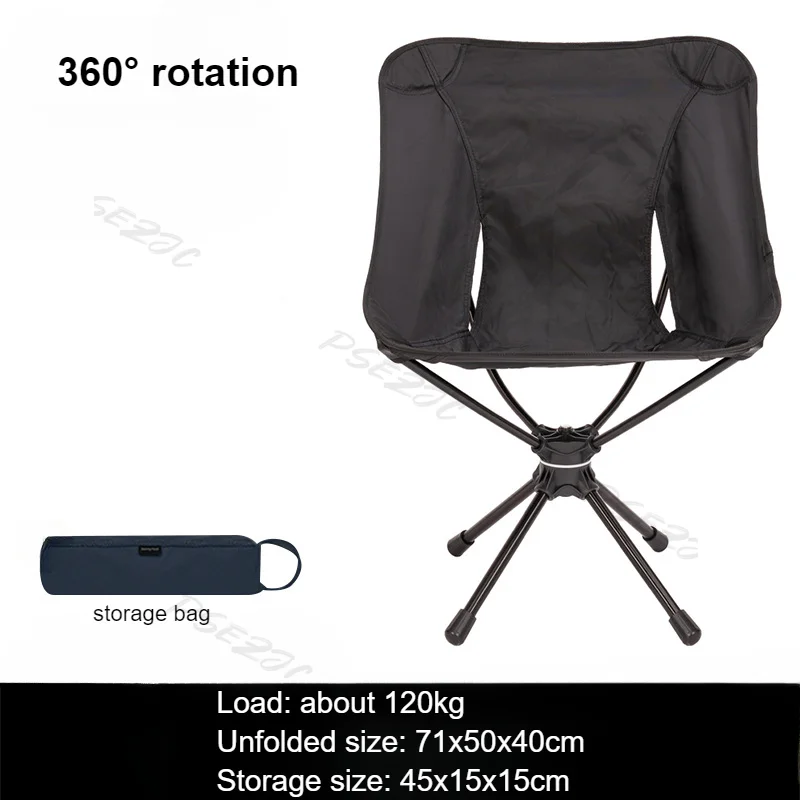 Swivel Detachable Chairs Camping Folding Chair Outdoor Backpacking Lightweight Seat with Carry Bag for Fishing Hiking