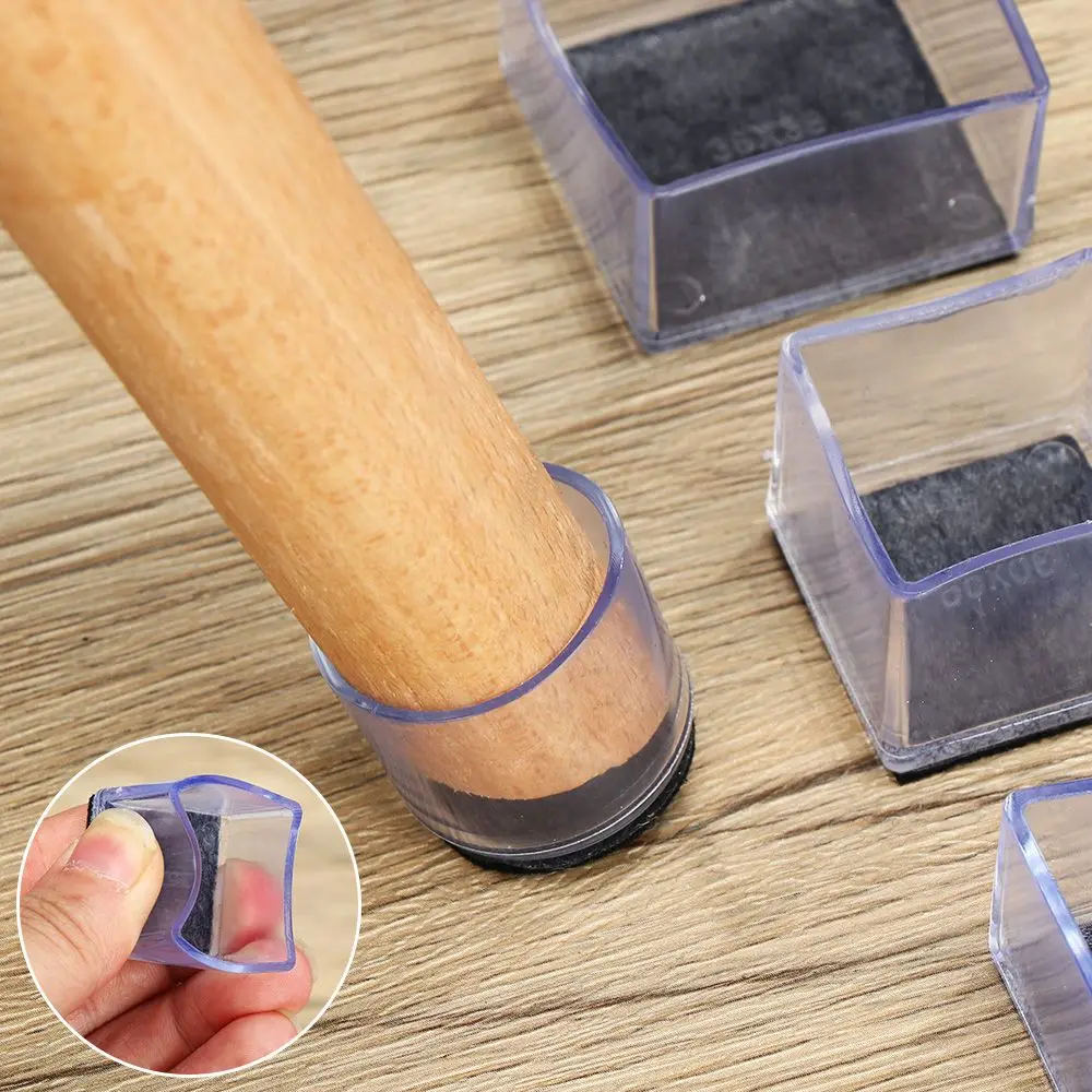 4pcs/set Silicone Chair Leg Caps Pads With Felt Non-Slip Furniture Feet Covers PVC Caps Foot Cover Non-slip Floor Protector Pads