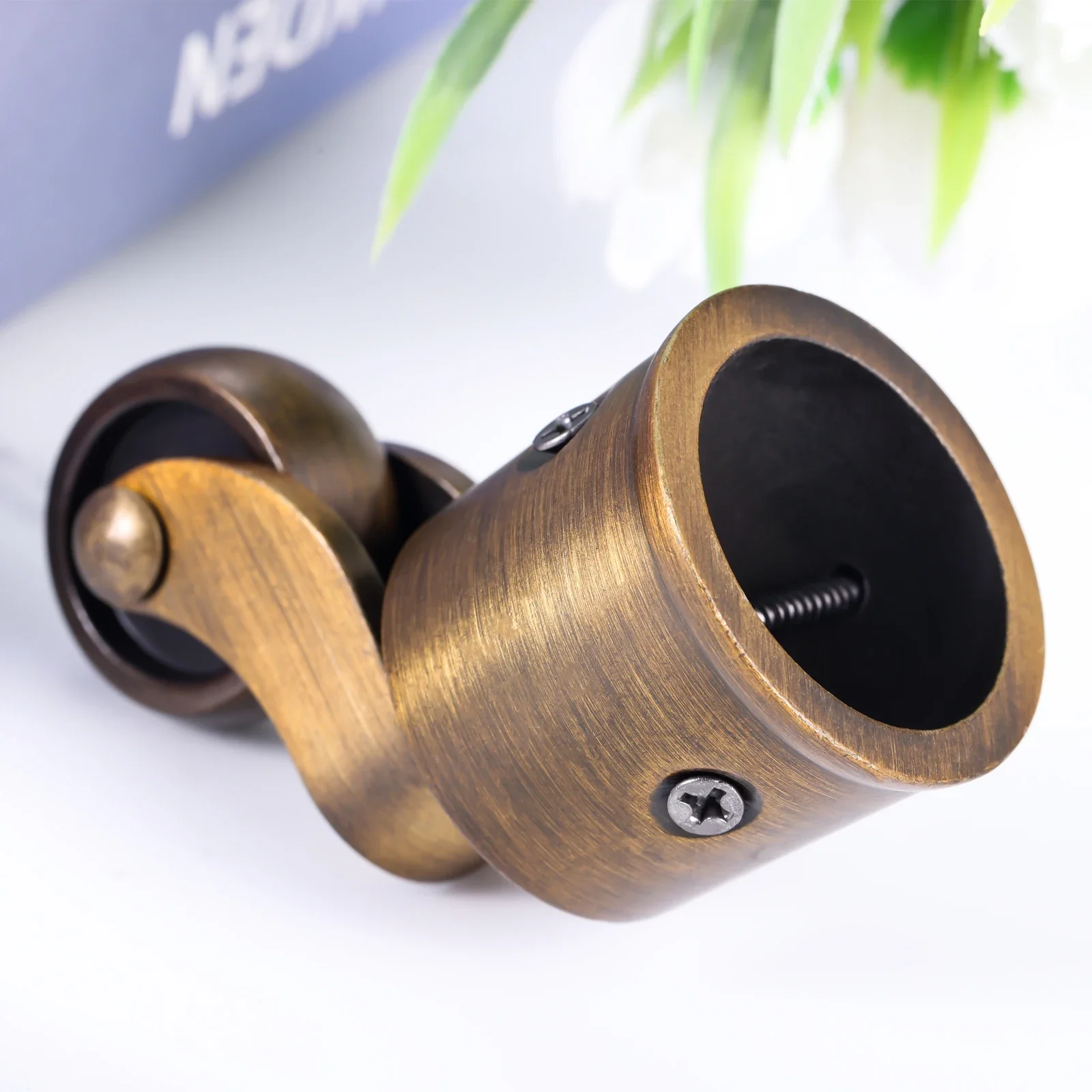 4pcs/set Retro Furniture Casters Antique Brass Swivel Wheels Zinc Alloy Reduce Noise Vintage Matte Brushed Surface 27mm Diameter
