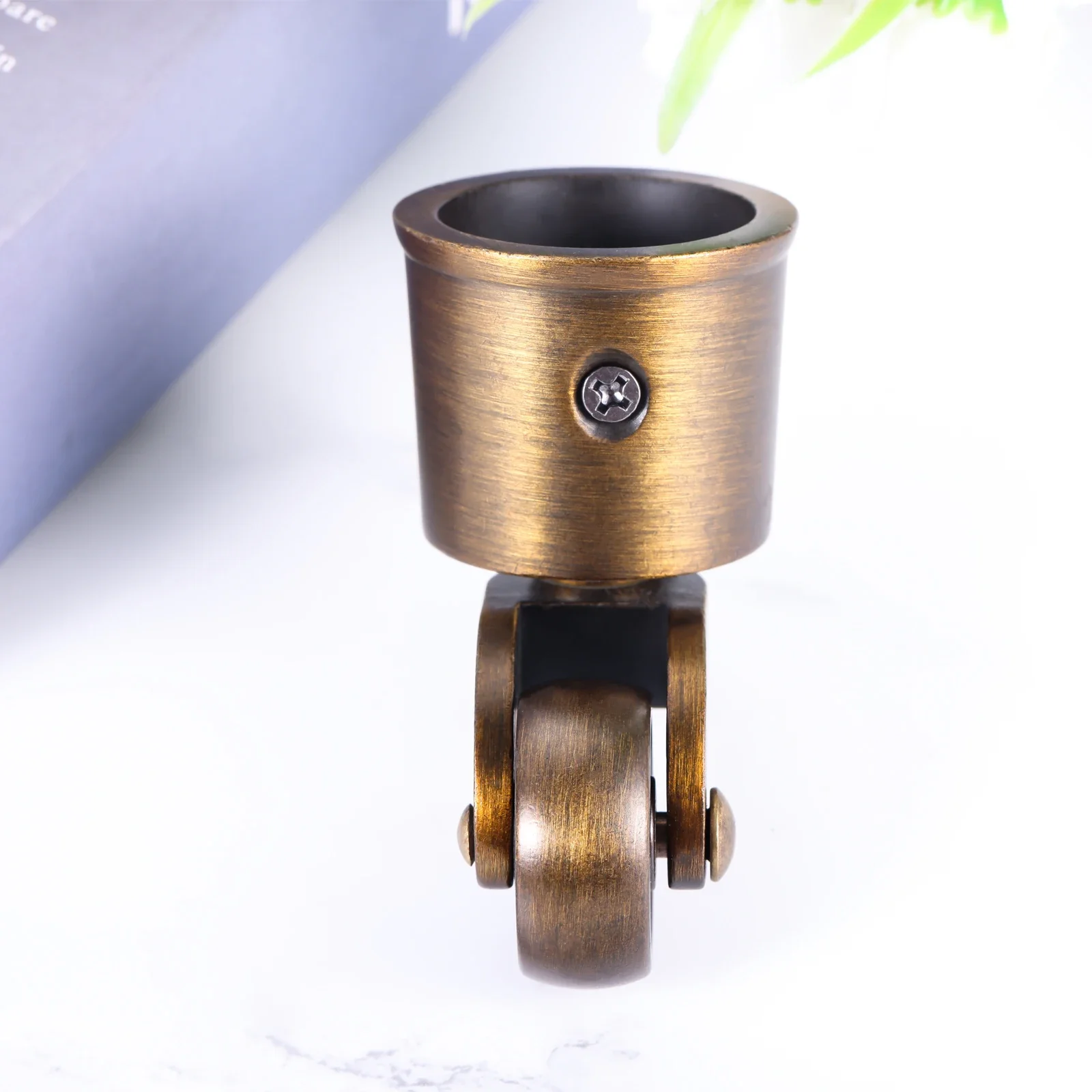4pcs/set Retro Furniture Casters Antique Brass Swivel Wheels Zinc Alloy Reduce Noise Vintage Matte Brushed Surface 27mm Diameter