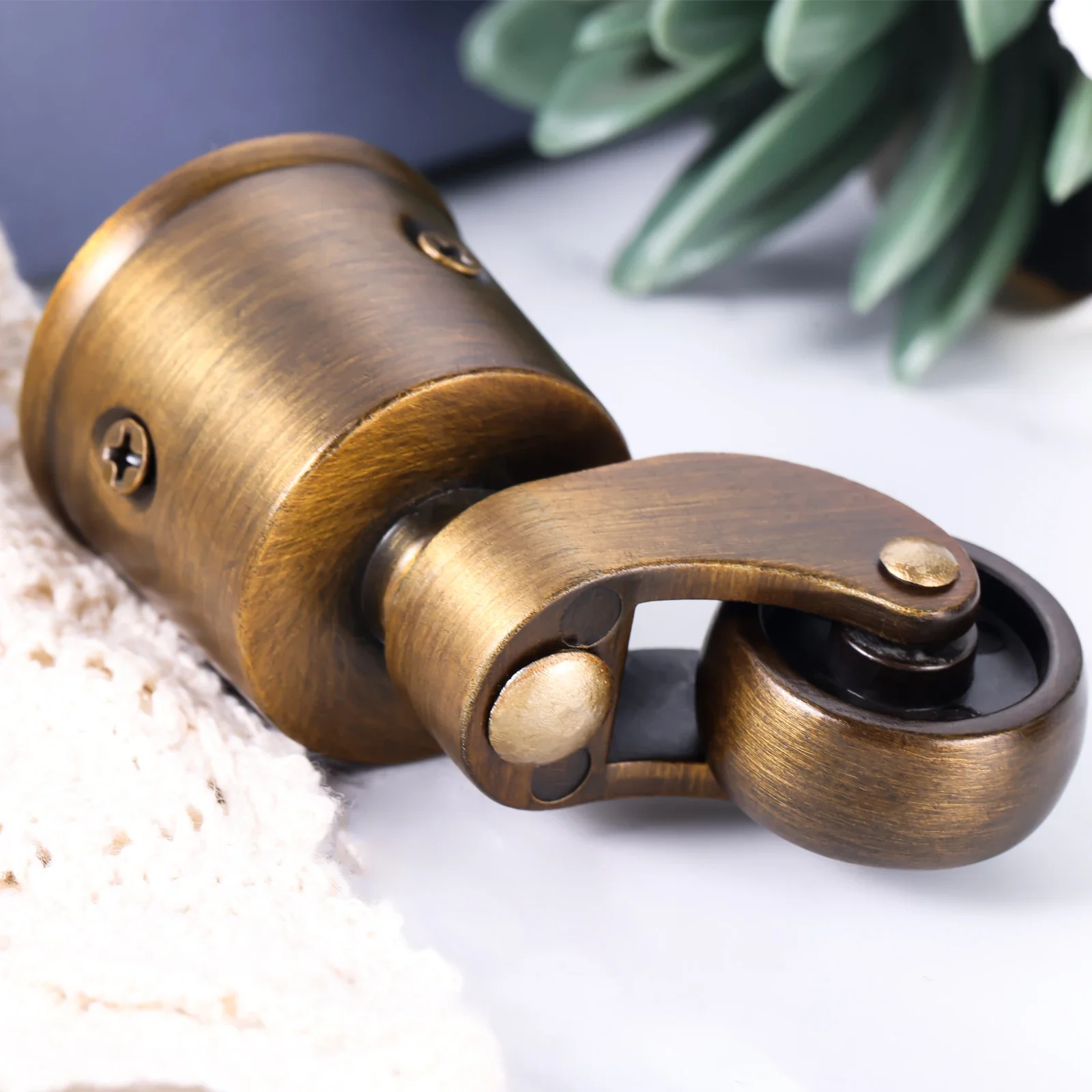 4pcs/set Retro Furniture Casters Antique Brass Swivel Wheels Zinc Alloy Reduce Noise Vintage Matte Brushed Surface 27mm Diameter