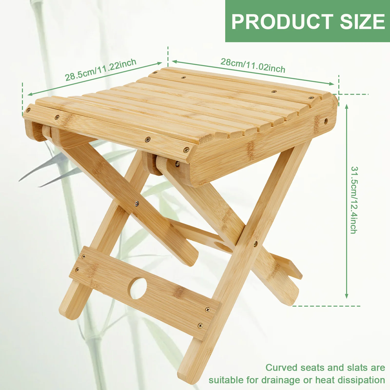 Portable Folding Stool Multi Purpose Bamboo Non-Slip Footstool For Home Bathroom Outdoor Camping Leisure Fishing Stool