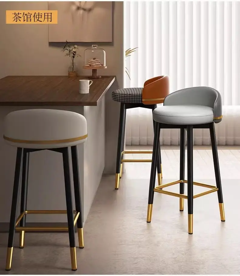 Luxury Nordic Bar Chair Elegant Counter High Design With Backrest Bar Chair Outside Taburetes Para Barra Nordic Furniture
