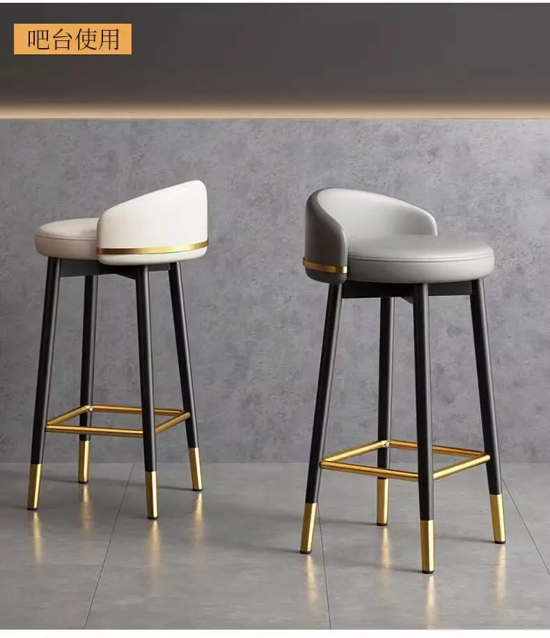 Luxury Nordic Bar Chair Elegant Counter High Design With Backrest Bar Chair Outside Taburetes Para Barra Nordic Furniture