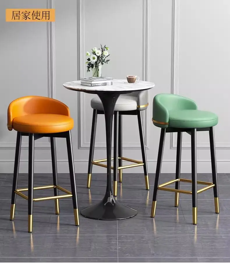 Luxury Nordic Bar Chair Elegant Counter High Design With Backrest Bar Chair Outside Taburetes Para Barra Nordic Furniture