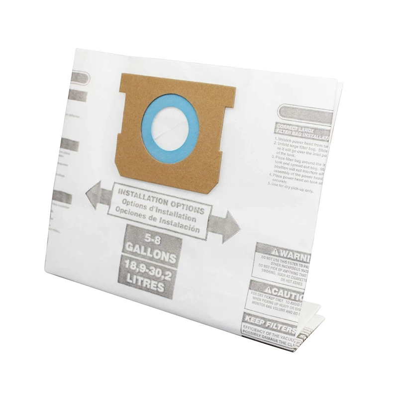 5PC Replacement Wet/Dry Vacuum Bags Dust Bags for Shop-Vac Ridgid 5-8 Gallon Vacuum Cleaner 9066100 90661 906-61