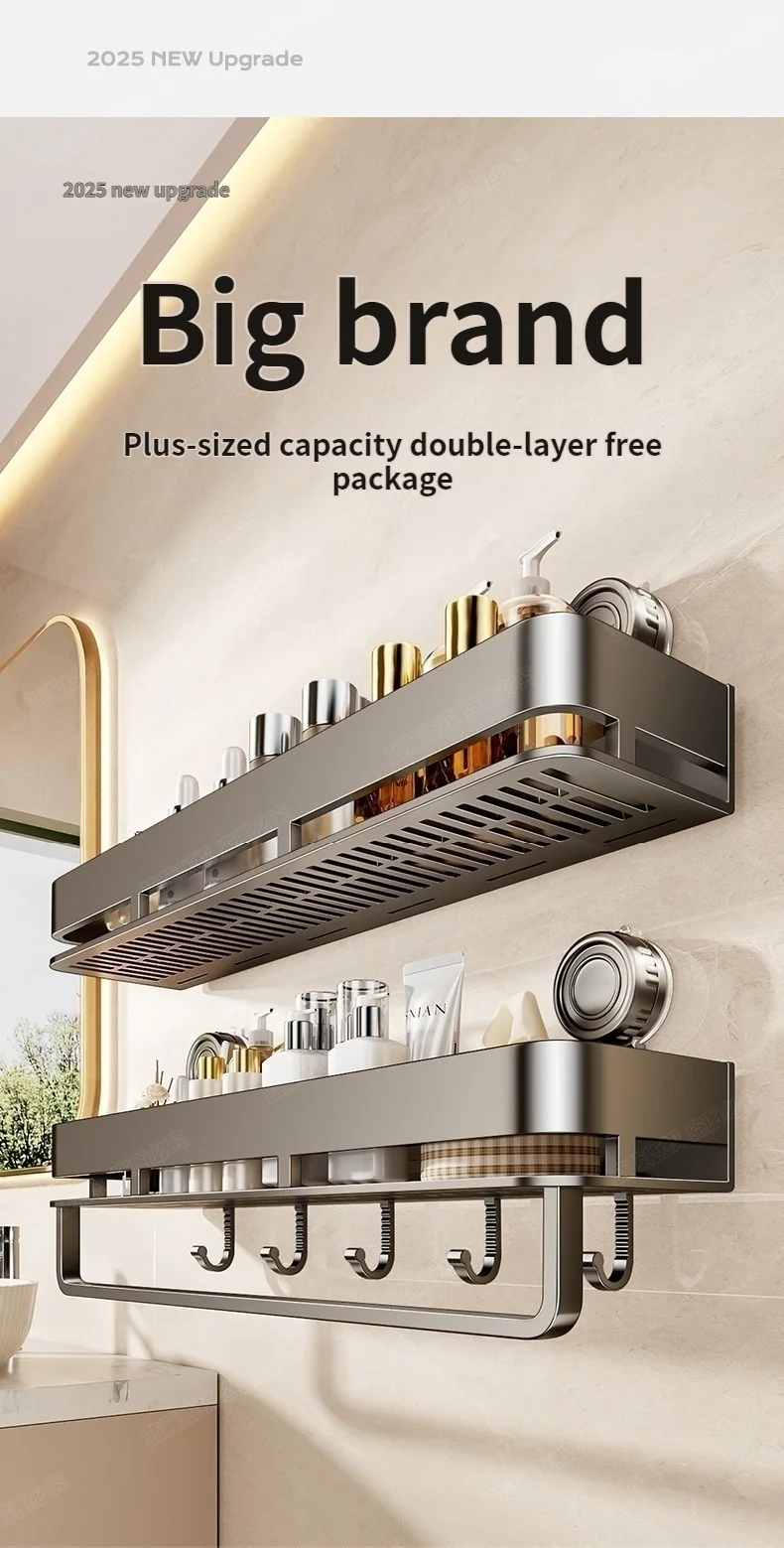 Suction Cup Bathroom Organizer Wall Mounted Toilet Wash Basin Shower Gel Storage Rack No Drilling Required Bathroom Shelf