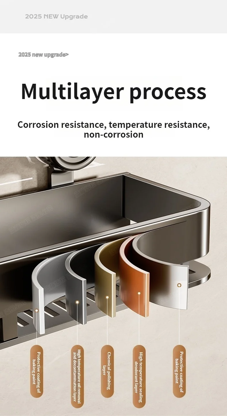 Suction Cup Bathroom Organizer Wall Mounted Toilet Wash Basin Shower Gel Storage Rack No Drilling Required Bathroom Shelf