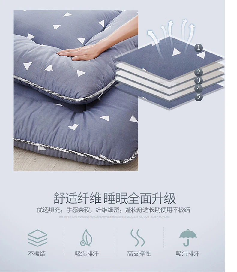 Futon mattress soft pad thickened tatami mat household floor mat Student dormitory single bed foldable sleeping mat
