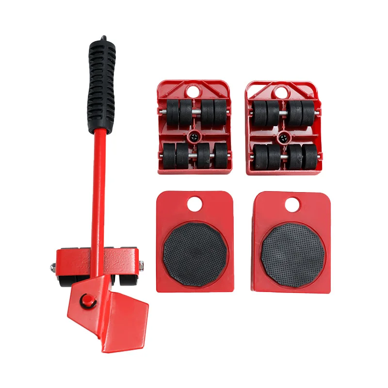 5Pcs/set Heavy Furniture Moving Transport Roller Set New Style Furniture Mover Roller Wheel Bar Removal Lifting Tool Suit