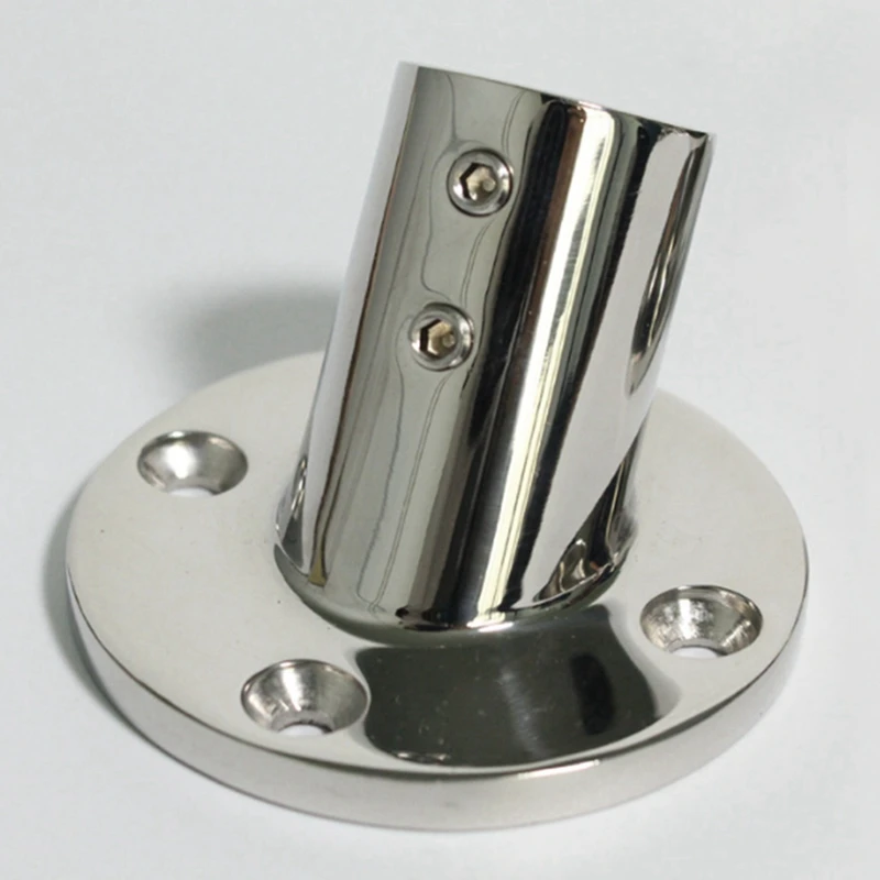 BAAU 2X Marine Stainless Steel 60 Degree 22mm 7/8 Inch Tube Round Base Hand Rail Railing Fitting Yachts Accessories
