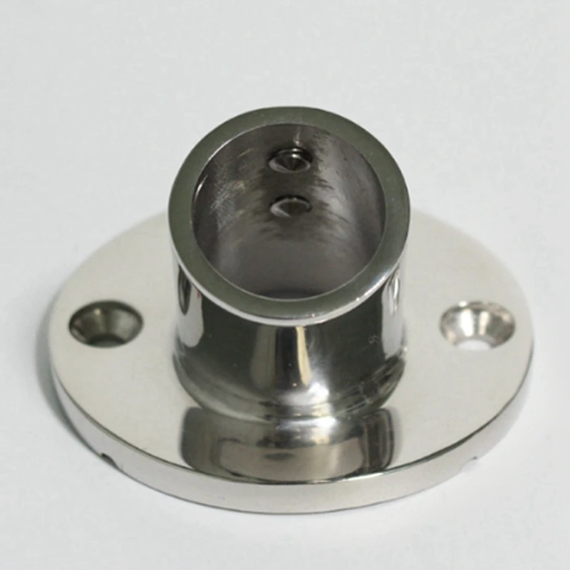 BAAU 2X Marine Stainless Steel 60 Degree 22mm 7/8 Inch Tube Round Base Hand Rail Railing Fitting Yachts Accessories