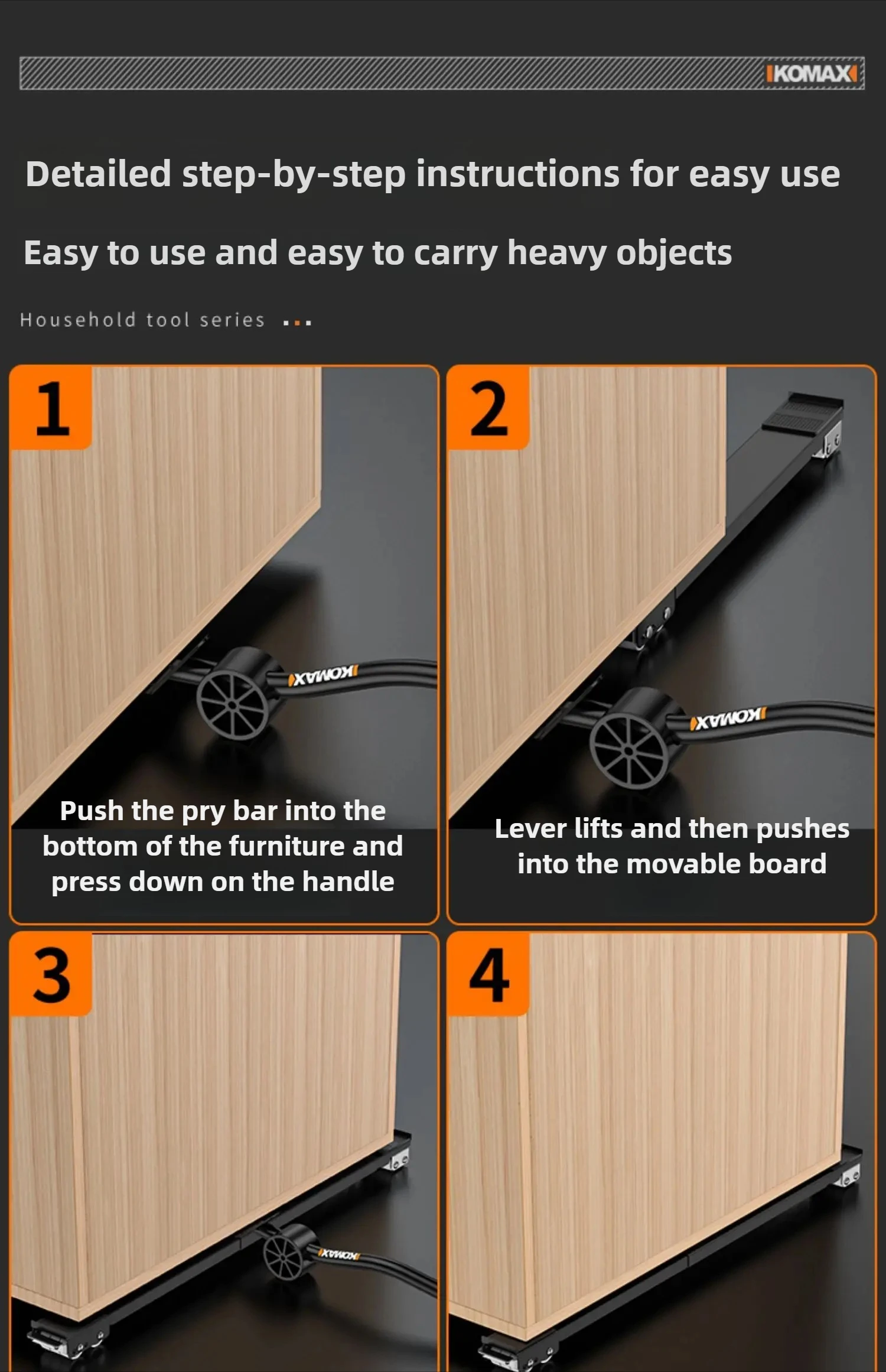 Moving Artifact Labor-saving Moving Pulley Household Furniture Bed Sofa Cabinet Moving Heavy Objects Adjustable Mobile Base
