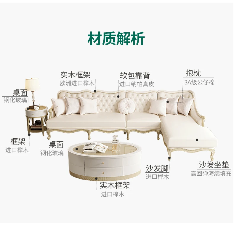 Elegant Individual Sofa Vintage Luxury Glamour Living Room Sofas Chaise Lounge L Shape Couch Wohnzimmer Furniture Home