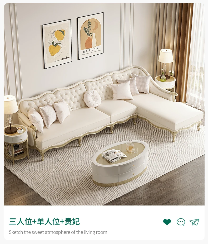 Elegant Individual Sofa Vintage Luxury Glamour Living Room Sofas Chaise Lounge L Shape Couch Wohnzimmer Furniture Home
