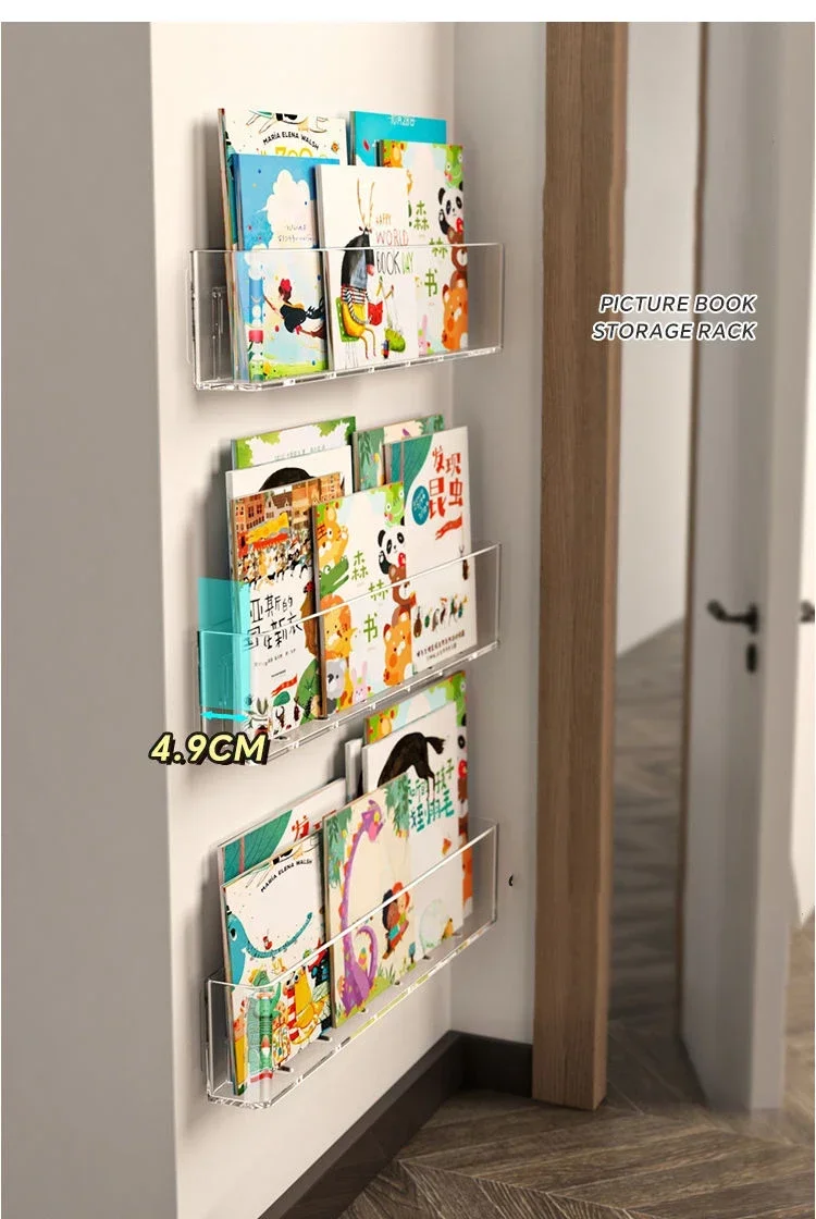 Acrylic Picture Book Display Stand, Children's Wall, Albums Record Holder, Reading, Magazine Storage, Hanging Rack