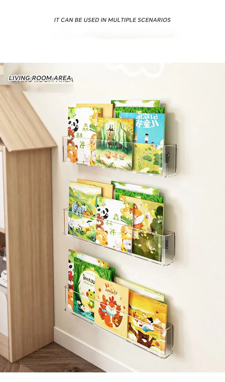 Acrylic Picture Book Display Stand, Children's Wall, Albums Record Holder, Reading, Magazine Storage, Hanging Rack