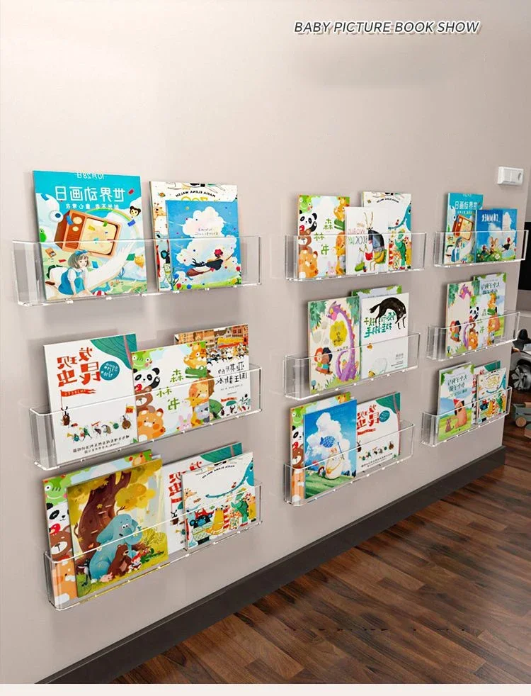Acrylic Picture Book Display Stand, Children's Wall, Albums Record Holder, Reading, Magazine Storage, Hanging Rack