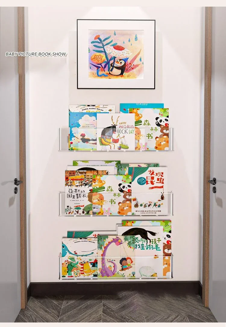 Acrylic Picture Book Display Stand, Children's Wall, Albums Record Holder, Reading, Magazine Storage, Hanging Rack