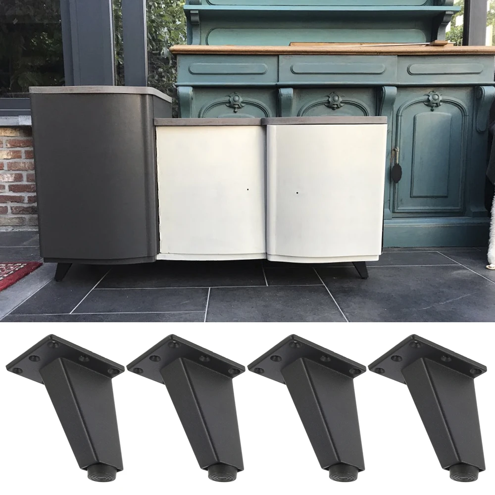 4/8Pcs Furniture Legs Pads Aluminum Alloy Sofa Bed Feet Heavy Duty Solid Square Sloping Table Cabinet Replacement