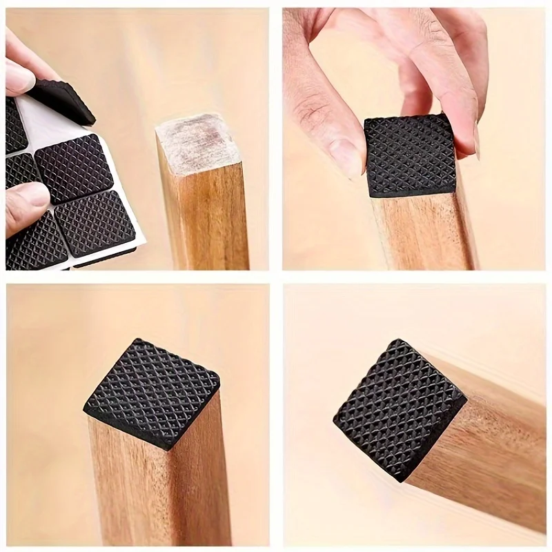 30pcs Black Thick Table and Chair Foot Pads, Scratch Resistant, Silent, Table and Chair Foot Pads, Self-Adhesive Sofa Furniture