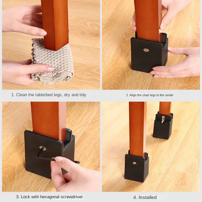 4Pcs Heavy Duty Furniture Leg Risers Adjustable Heavy Duty Furniture Sofa Table Chair Leg Risers Screw Clamp Furniture Risers