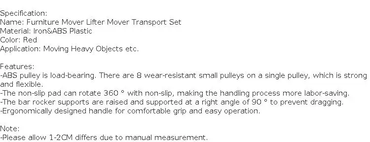 Furniture Lifting Tool Portable Transport Lifter Moving Aid Heavy Duty Hand Tool Furniture Sliders with Lifting Tool for Carpet