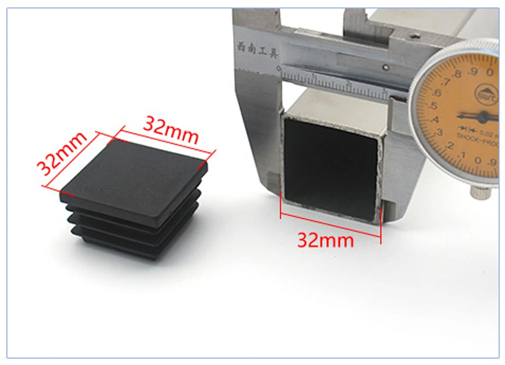 Square Plastic Black Blanking End Caps Furniture Leg Tube Pipe Inserts Plugs Bung Decorative Dust Cover 13x13mm-100x100mm