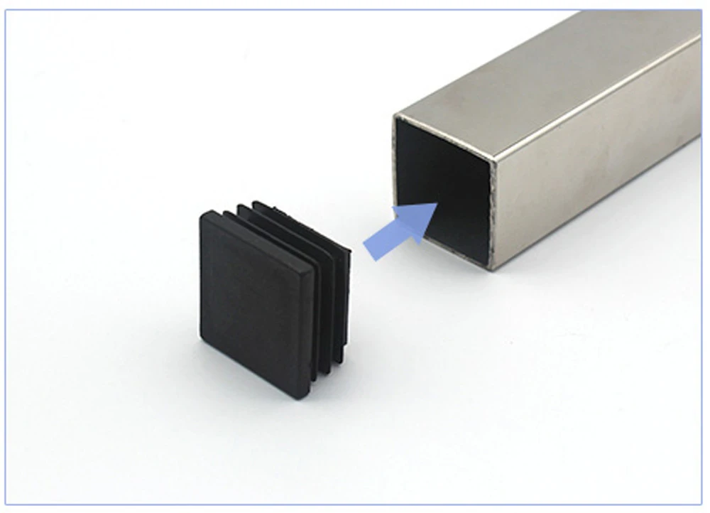 Square Plastic Black Blanking End Caps Furniture Leg Tube Pipe Inserts Plugs Bung Decorative Dust Cover 13x13mm-100x100mm