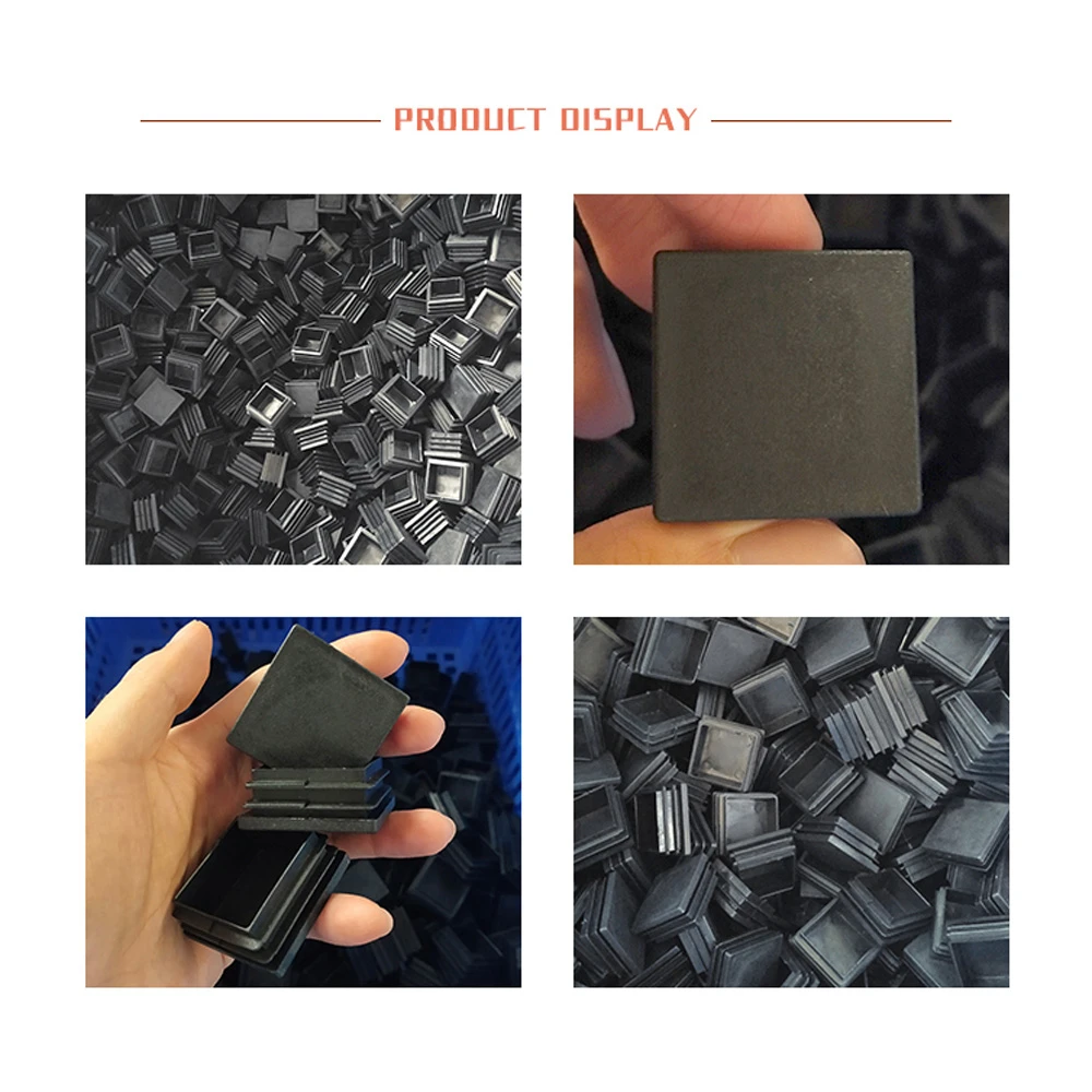 Square Plastic Black Blanking End Caps Furniture Leg Tube Pipe Inserts Plugs Bung Decorative Dust Cover 13x13mm-100x100mm