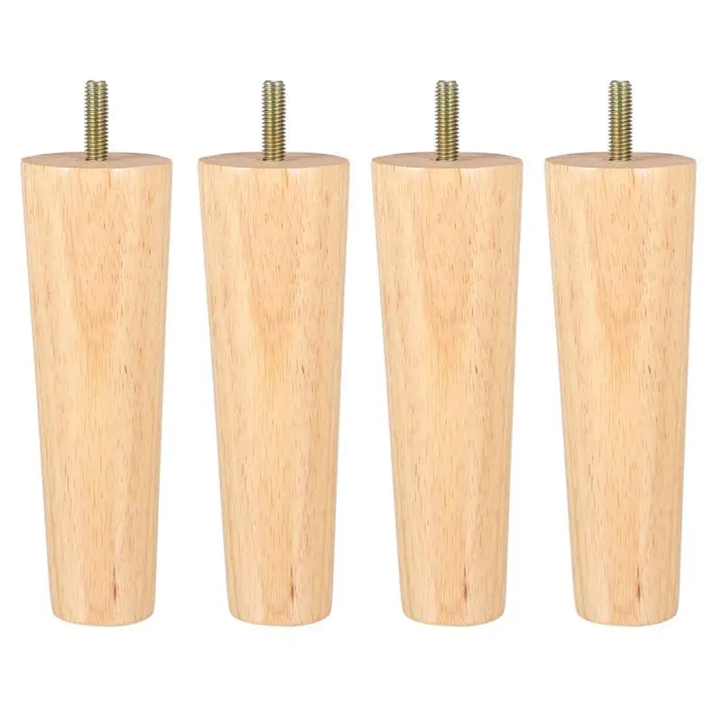 4Pcs 10/12/15CM Solid Wood Furniture Legs Height Straight Sturdy Tapered Sofa Bed Cabinet Table Chair Replacement Furniture Legs